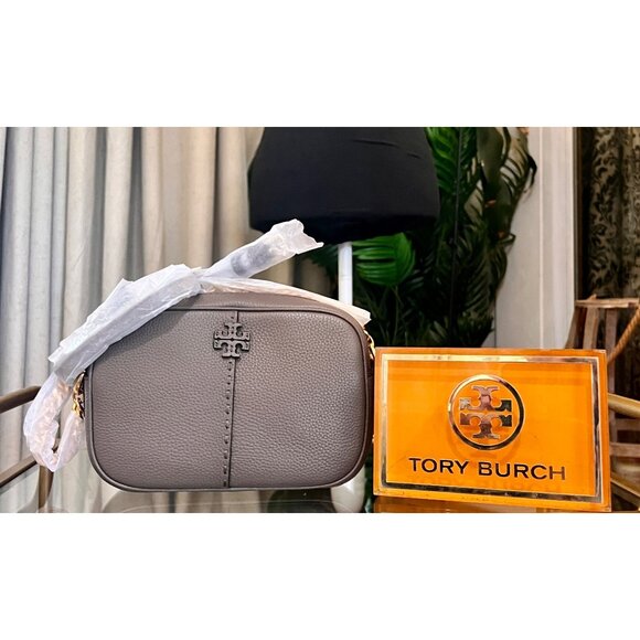 NWT!!!  Authentic Tory Burch Taupe McGraw Camera Bag - Picture 1 of 9